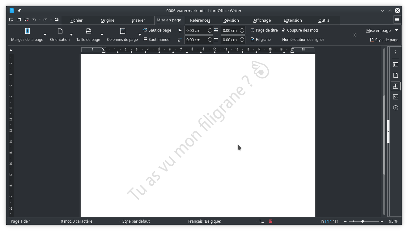 Un exemple de filigrane personnalisé dans LibreOffice